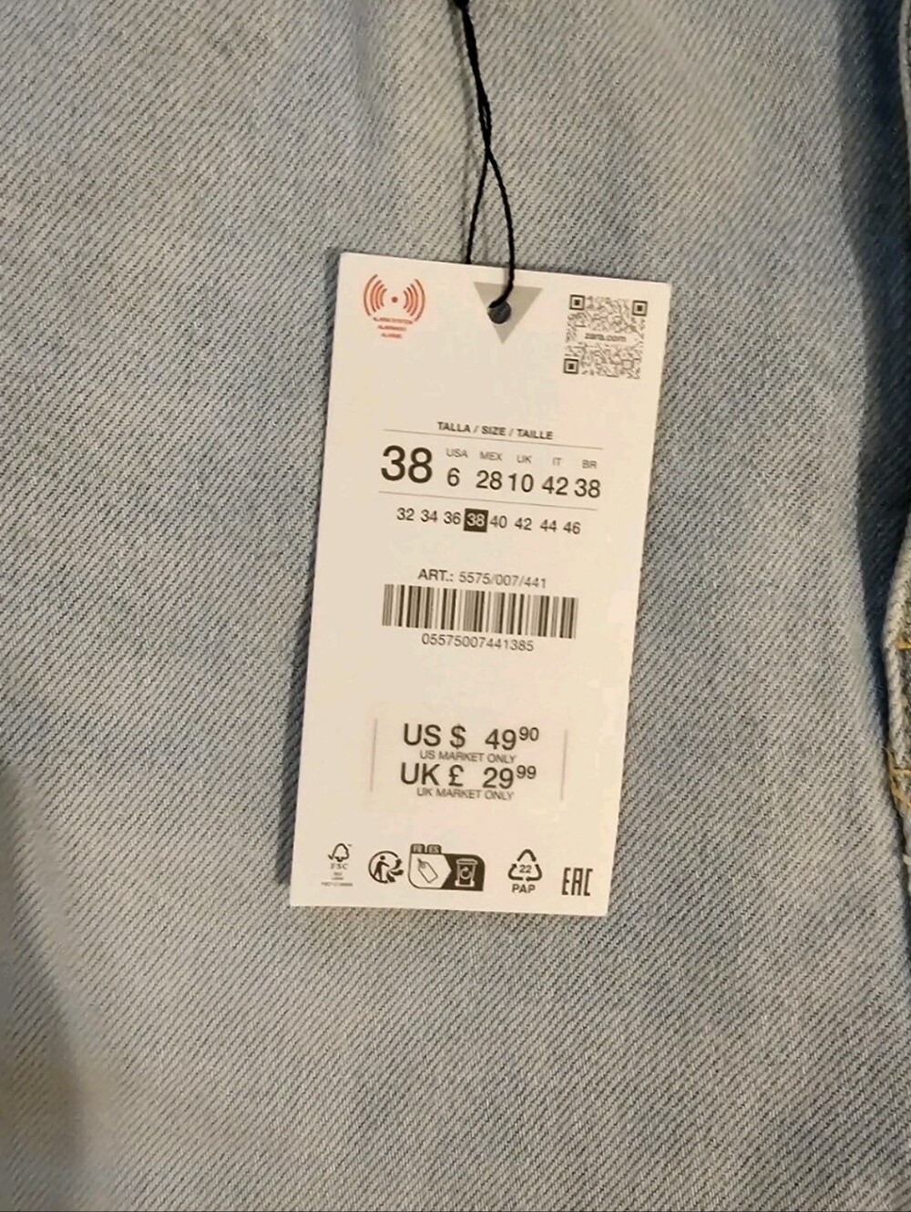 Zara High Rise Light Wash Long Denim Shorts US8 NWT - Retail $50 -revolve - Picture 9 of 9
